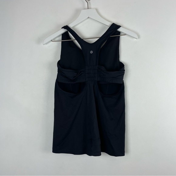 Lululemon Turbo Tank Black Ruched Racer Back Built in Bra Size 8 - Picture 3 of 5